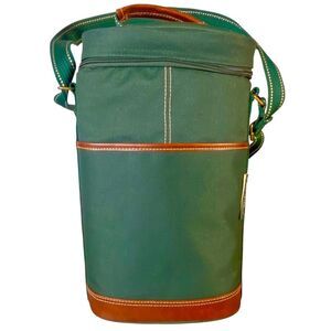 Picnic at Ascot Insulated Canvas Wine Tote Bag Hunter Green Cork and Corkscrew